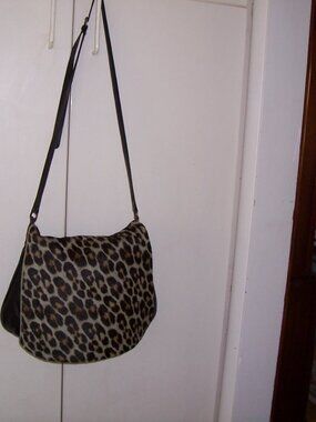 Maurizio Taiuti Italian Made Bag Black Leather and Leopard Print